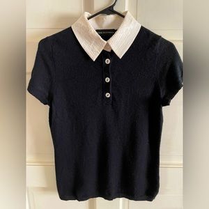 Dana Buchman vintage cashmere black and white sweater with sequin collar